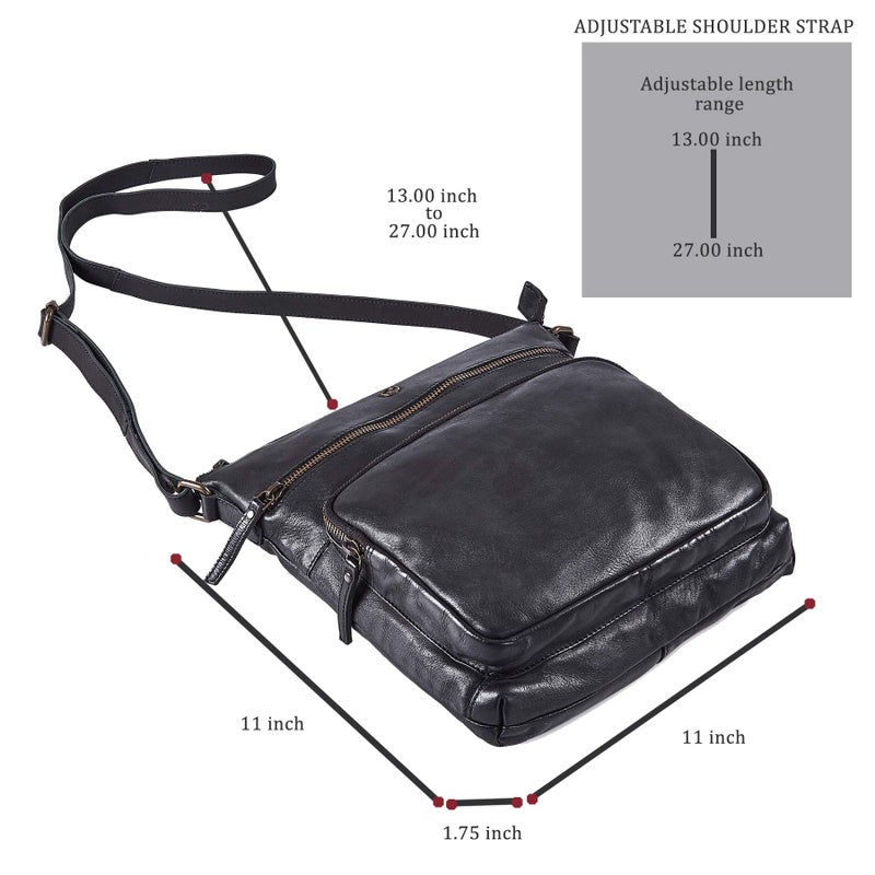Cochoa Crossbody Bags for Women Real Leather Purse Handmade Vintage Crossover Shoulder Pocketbook (Black Washed Vintage) - Image 3